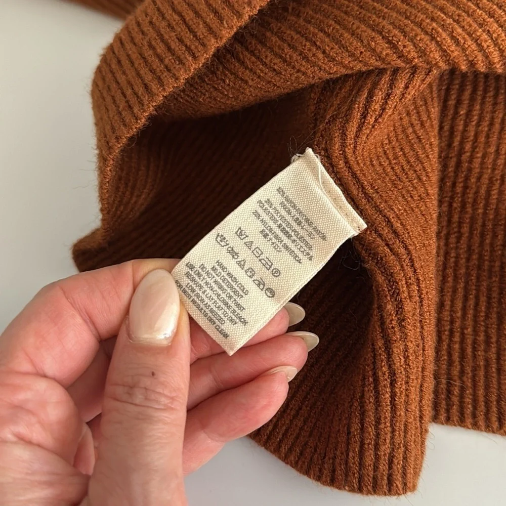 Free People Softly Structured Knit Tunic Turtleneck Sweater in Tobacco Size S